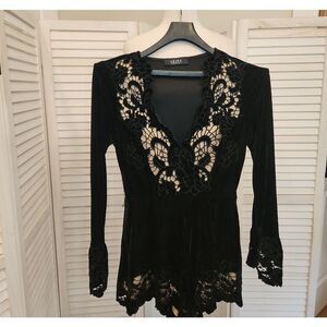AKIRA Black Velvet Romper Size S